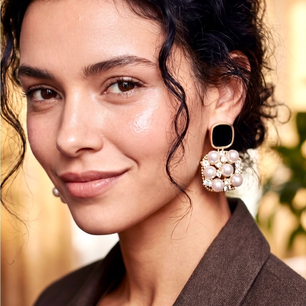 Andkiss Faux Pearl Decor Drop Earrings – Elegant Statement Style*